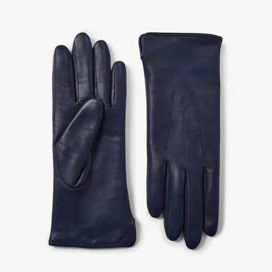 Women039s Cashmere Lined Leather Gloves Navy Nappa Women Aspinal Of London Gloves and Scarves