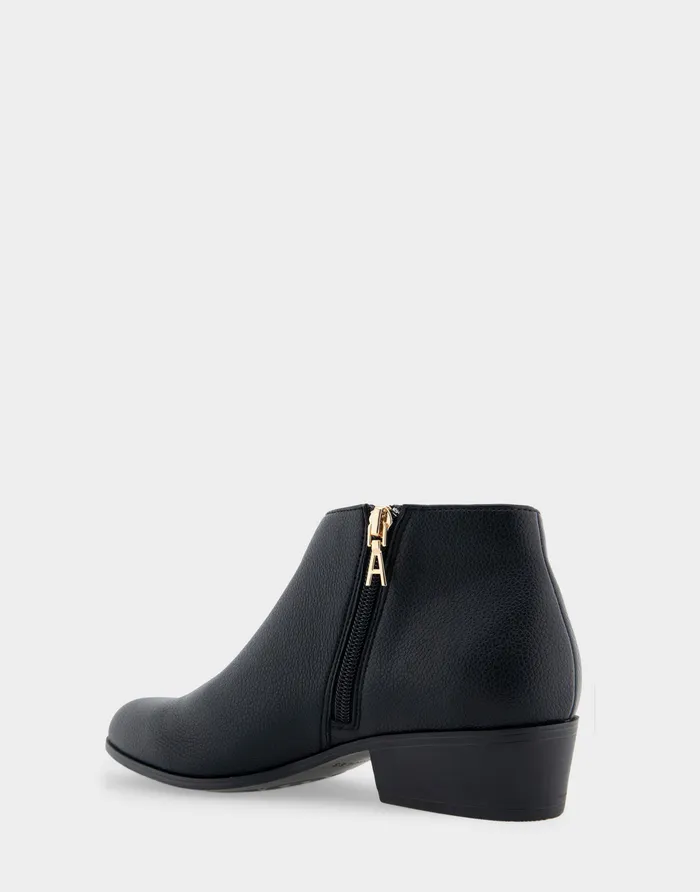 Women Aerosoles Ankle Boots Comfortable Asymmetrical Envelope Low Bootie In Black Faux Leather