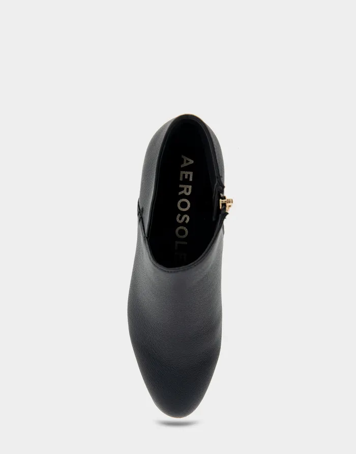 Women Aerosoles Ankle Boots Comfortable Asymmetrical Envelope Low Bootie In Black Faux Leather