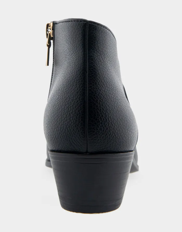 Women Aerosoles Ankle Boots Comfortable Asymmetrical Envelope Low Bootie In Black Faux Leather