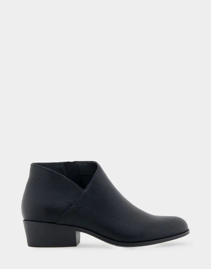 Women Aerosoles Ankle Boots Comfortable Asymmetrical Envelope Low Bootie In Black Faux Leather