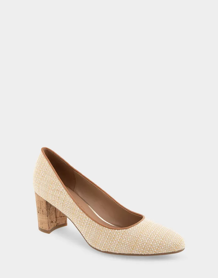 Women Aerosoles Clogs and Mules Comfortable Mid Heel Pump In Natural Raffia