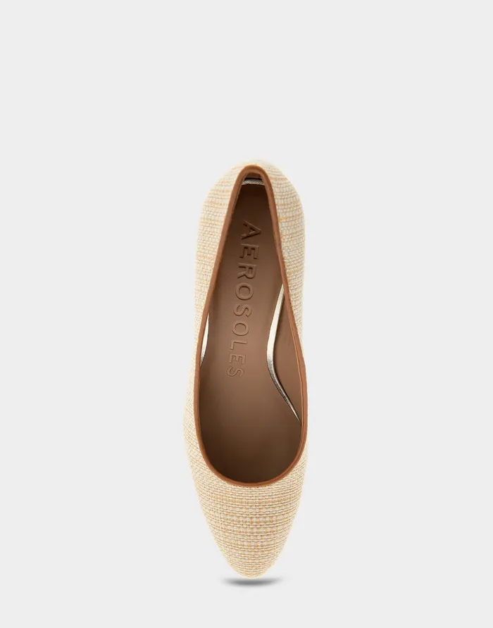 Women Aerosoles Clogs and Mules Comfortable Mid Heel Pump In Natural Raffia