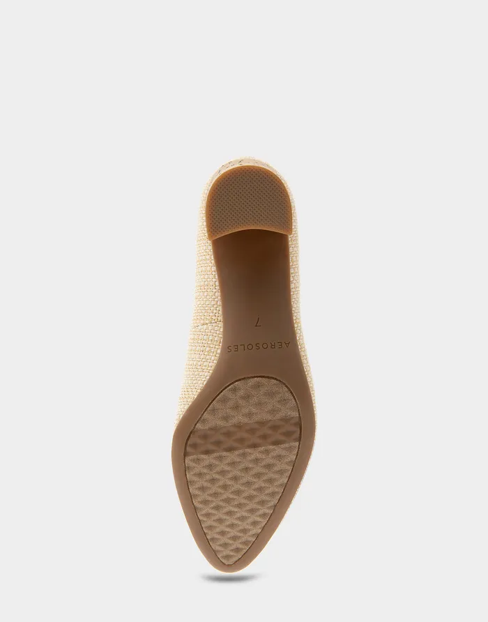 Women Aerosoles Clogs and Mules Comfortable Mid Heel Pump In Natural Raffia