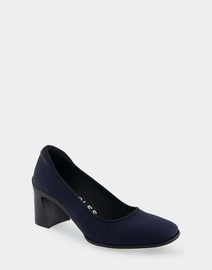 Women Aerosoles Clogs and Mules Comfortable Mid Heel Pump In Navy Stretch Gabardine Fabric Women Aerosoles Clogs and Mules Comfortable Mid Heel Pump In Navy Stretch Gabardine Fabric