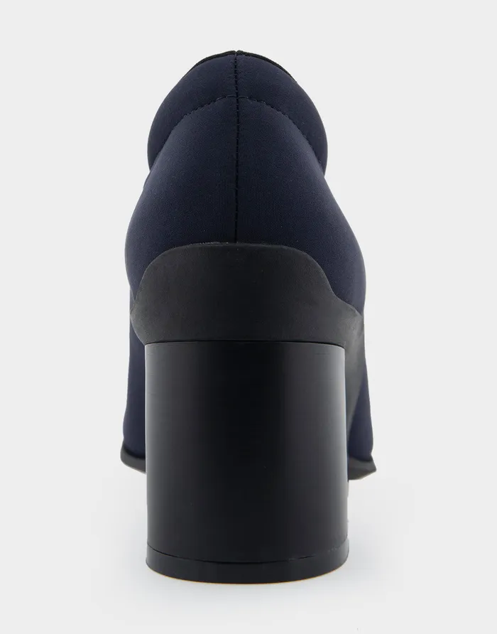 Women Aerosoles Clogs and Mules Comfortable Mid Heel Pump In Navy Stretch Gabardine Fabric