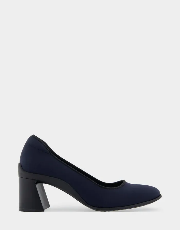 Women Aerosoles Clogs and Mules Comfortable Mid Heel Pump In Navy Stretch Gabardine Fabric
