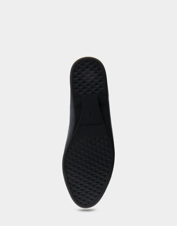 Women Aerosoles Clogs and Mules Comfortable Ornamented Flat In Navy Genuine Leather
