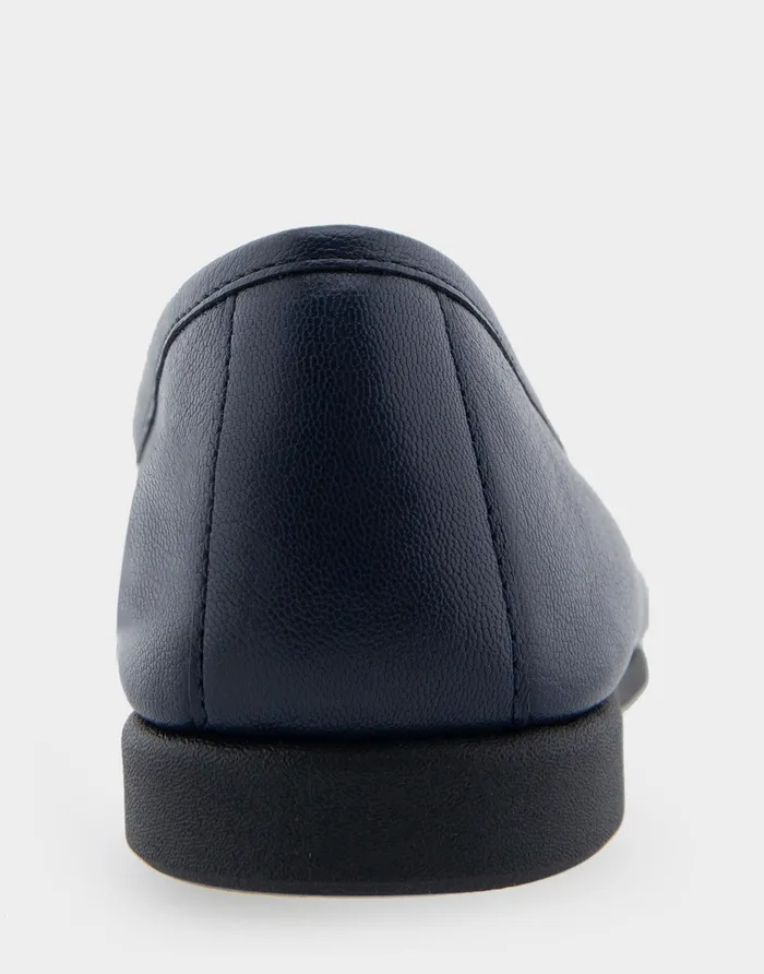 Women Aerosoles Clogs and Mules Comfortable Ornamented Flat In Navy Genuine Leather