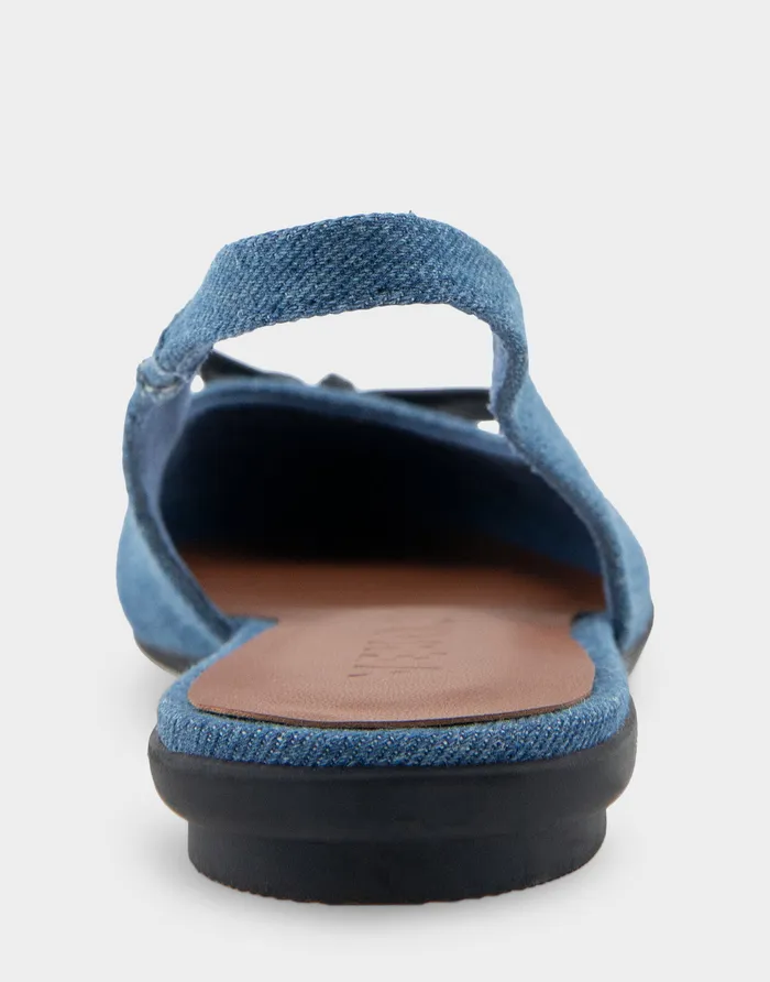 Women Aerosoles Clogs and Mules Comfortable Point Toe Slingback Flat In Denim Fabric Denim Fabric