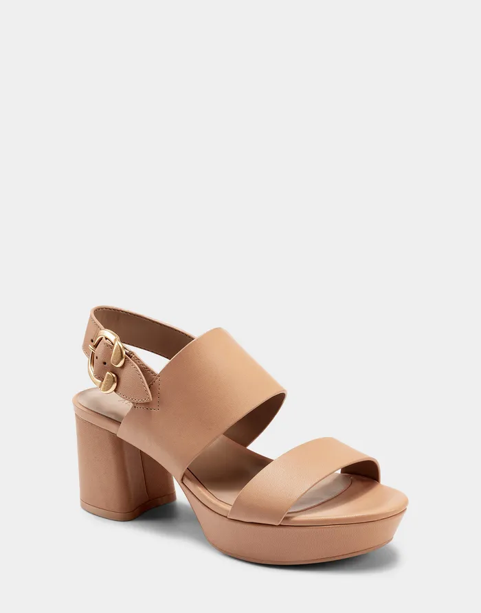 Women Aerosoles Dress Comfortable Platform Sandal In Nude Leather