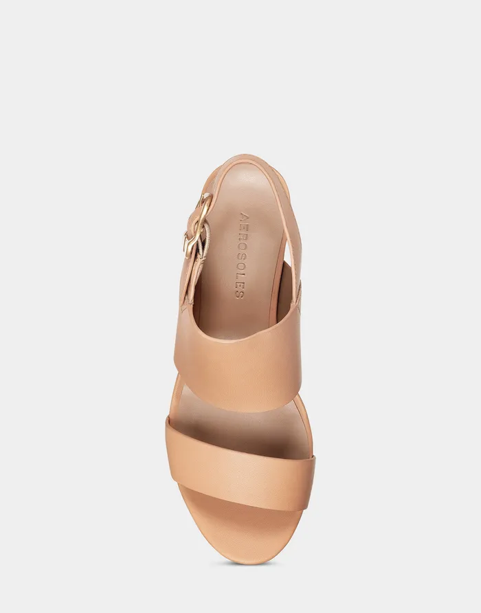 Women Aerosoles Dress Comfortable Platform Sandal In Nude Leather