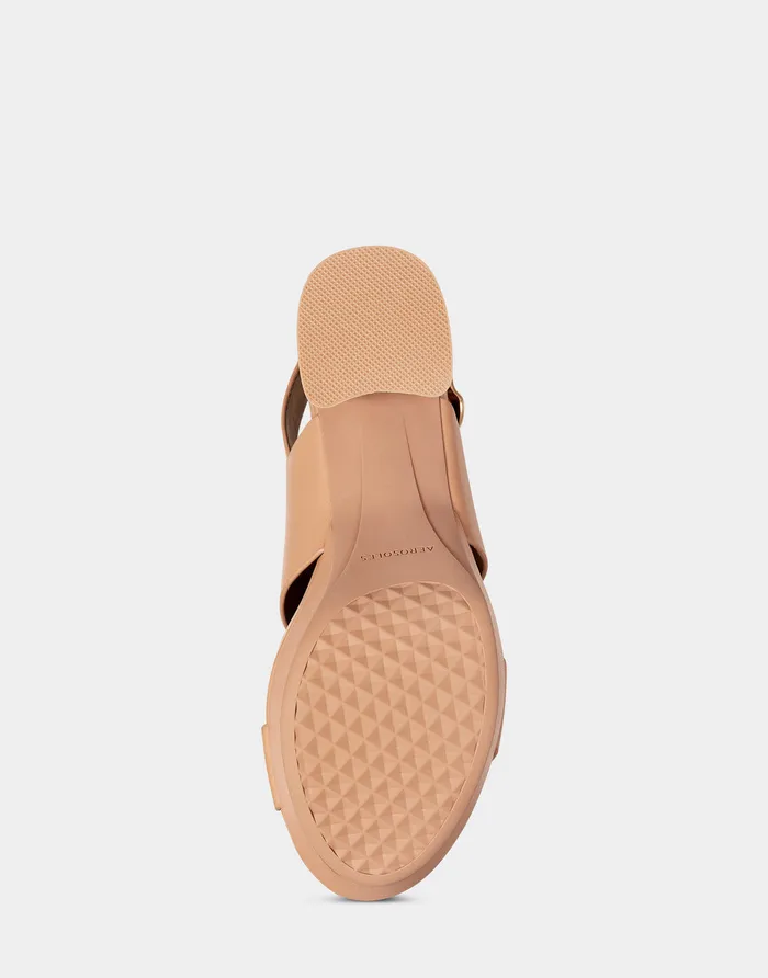 Women Aerosoles Dress Comfortable Platform Sandal In Nude Leather