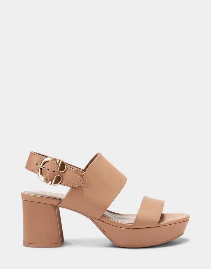 Women Aerosoles Dress Comfortable Platform Sandal In Nude Leather
