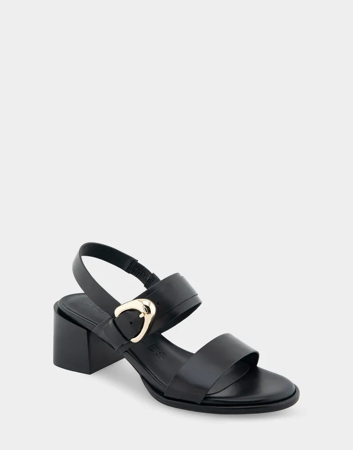 Women Aerosoles Dress Comfortable Two Band Slingback Block Heel Sandal In Black Leather