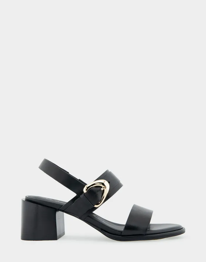 Women Aerosoles Dress Comfortable Two Band Slingback Block Heel Sandal In Black Leather