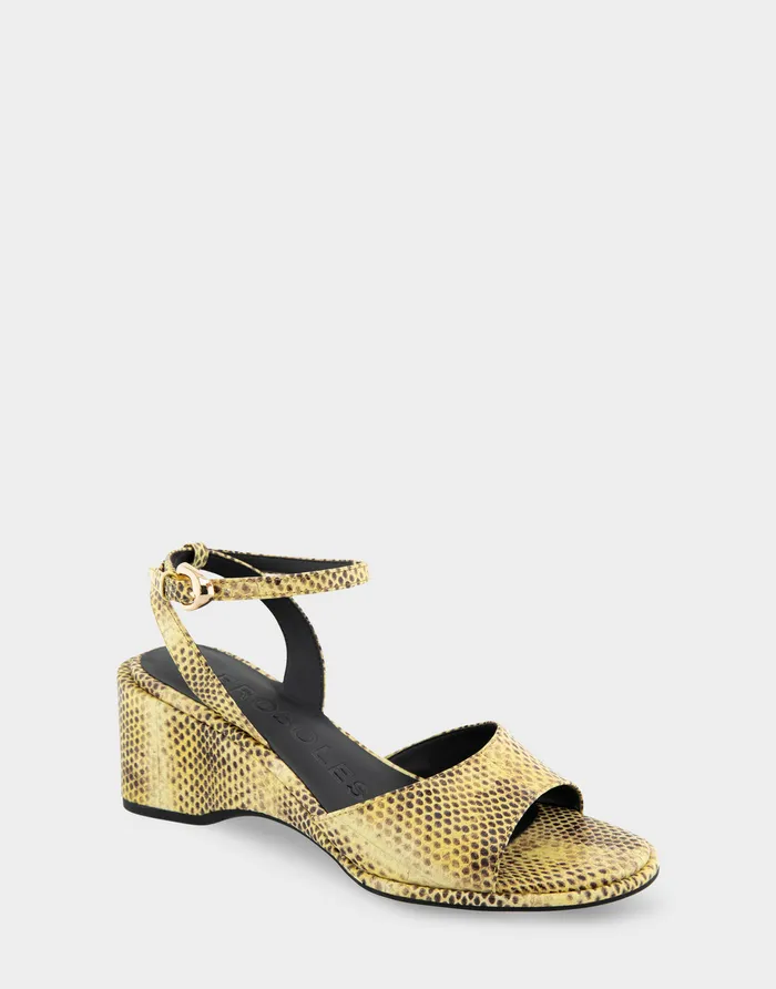 Women Aerosoles Dress Comfortable Two Piece Ankle Strap Wedge Sandal In Green Sheen Leather