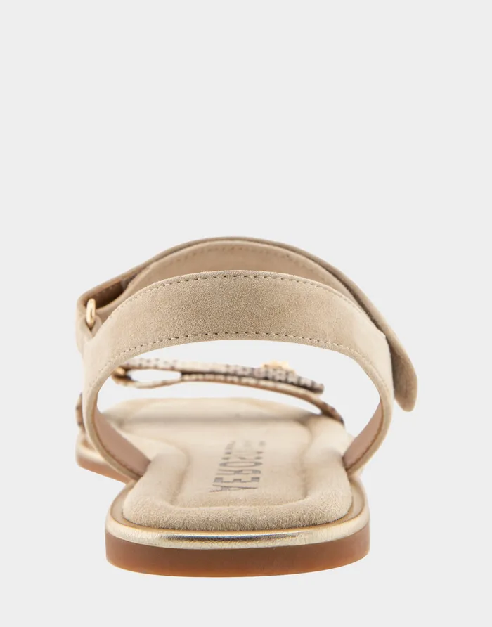 Women Aerosoles Flats Comfortable Adjustable Quarter Strap Sandal In Roccia Snake Print Leather