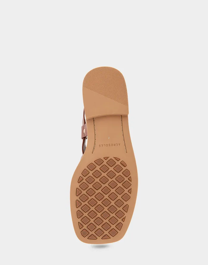 Women Aerosoles Flats Comfortable Multi Strap Flat Sandal In Gingerbread Leather