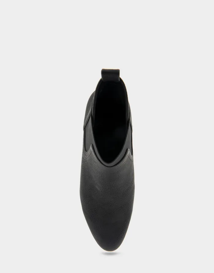 Women Aerosoles Heeled Boots Comfortable Gored Ankle Bootie With Pull Tab In Black Grainy Faux Leather Faux Leather