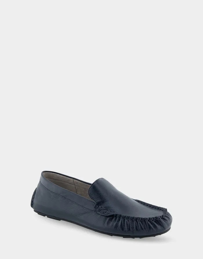 Women Aerosoles Loafers Comfortable Driver In Navy Leather