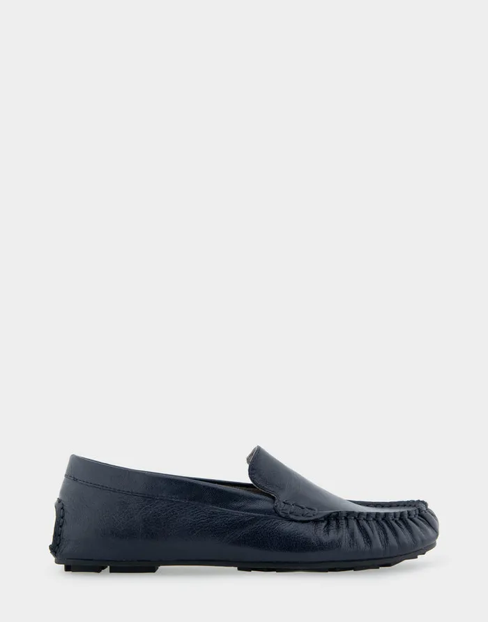 Women Aerosoles Loafers Comfortable Driver In Navy Leather