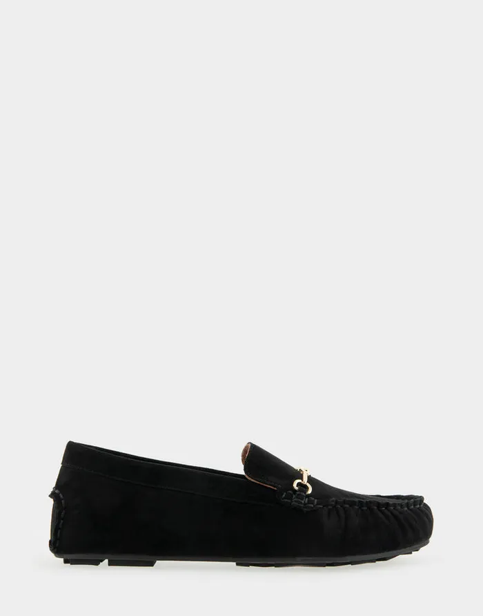Women Aerosoles Loafers Comfortable Horsebit Driver Moc In Black Suede Suede