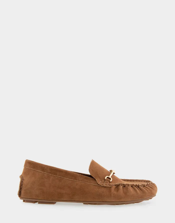 Women Aerosoles Loafers Comfortable Horsebit Driver Moc In Tobacco Suede Suede