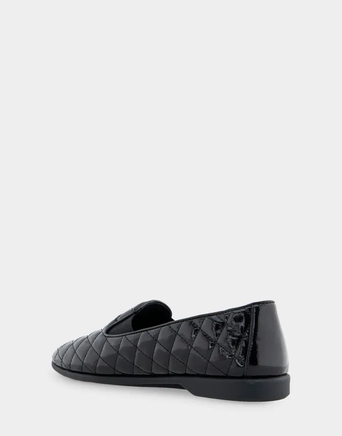Women Aerosoles Loafers Comfortable Slip On Double Gore Loafer In Black Quilted Patent Faux Leather Faux Leather