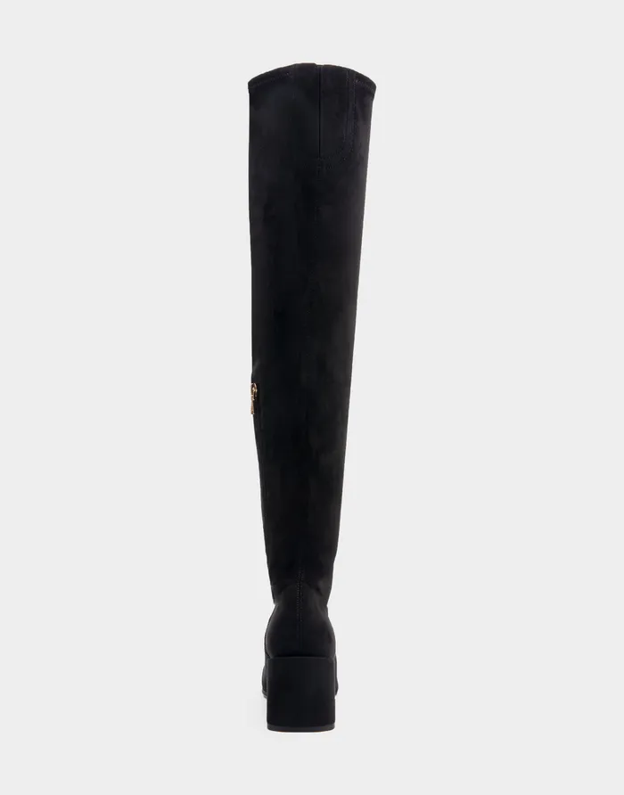 Women Aerosoles Over The Knee Boots Comfortable Block Heel Over The Knee Boot In Black Stretch Faux Suede