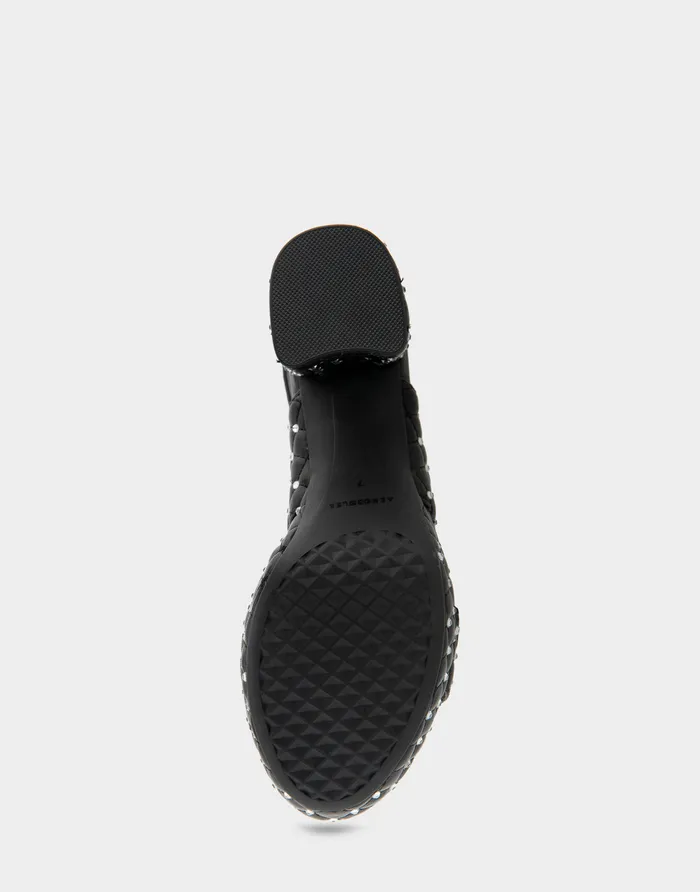 Women Aerosoles Platforms Comfortable Platform Sandal In Black Quilted Faux Leather With Crystals