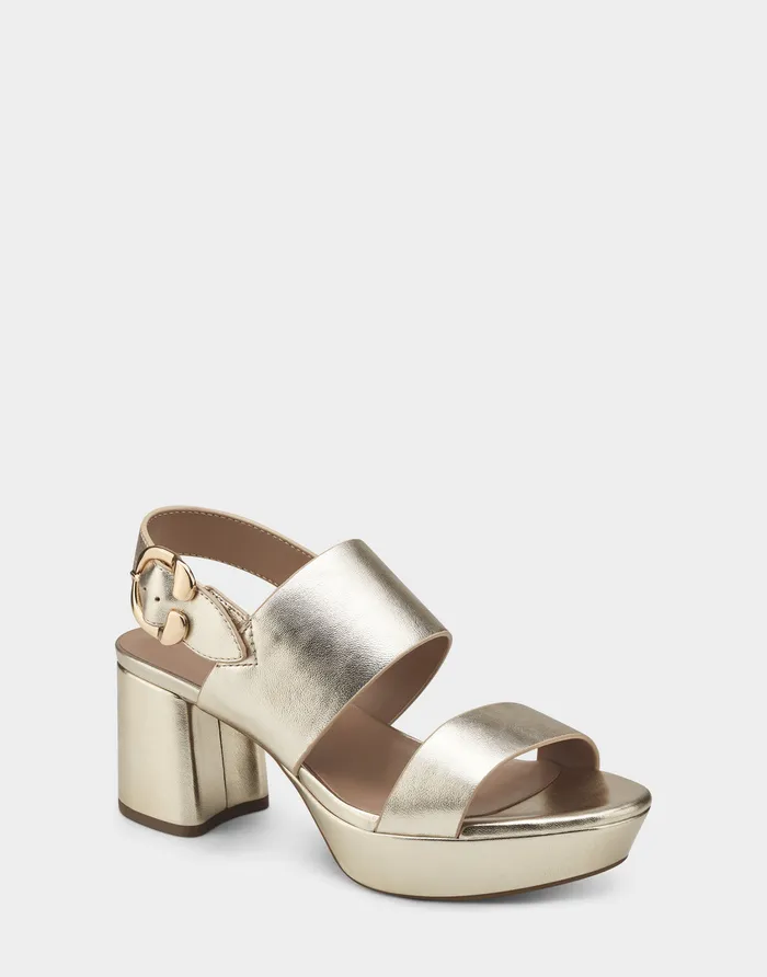 Women Aerosoles Platforms Comfortable Platform Sandal In Gold Metallic Leather