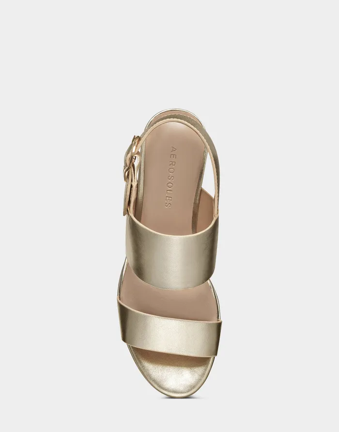 Women Aerosoles Platforms Comfortable Platform Sandal In Gold Metallic Leather