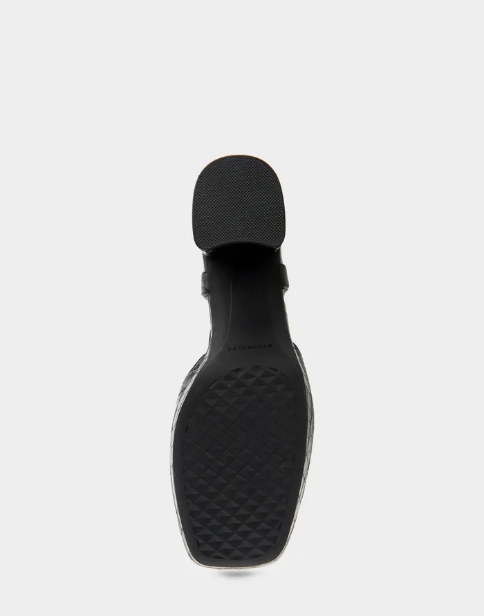 Women Aerosoles Platforms Comfortable Quarter Strap Two Piece Platform Pump In Black Croco Faux Leather