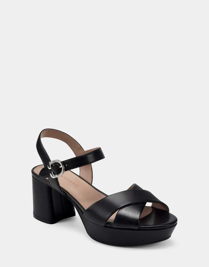 Women Aerosoles Platforms Comfortable Sandal In Black Genuine Leather