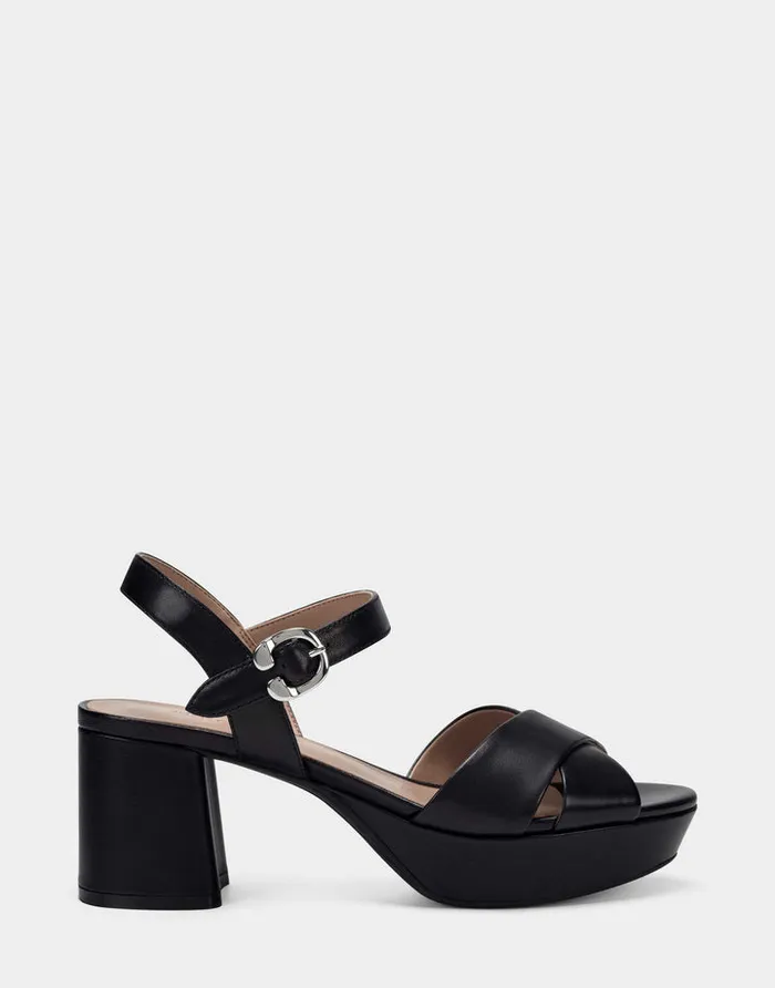 Women Aerosoles Platforms Comfortable Sandal In Black Genuine Leather