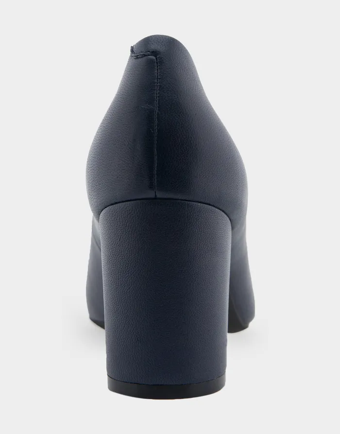 Women Aerosoles Pumps Comfortable Mid Heel Pump In Navy Genuine Leather