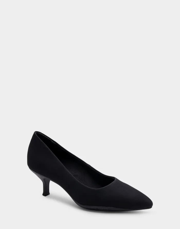 Women Aerosoles Pumps Comfortable Point Toe Kitten Heel Pump In Black Stretch Gabardine Fabric Women Aerosoles Pumps Comfortable Point Toe Kitten Heel Pump In Black Stretch Gabardine Fabric