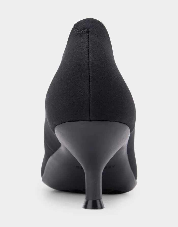 Women Aerosoles Pumps Comfortable Point Toe Kitten Heel Pump In Black Stretch Gabardine Fabric