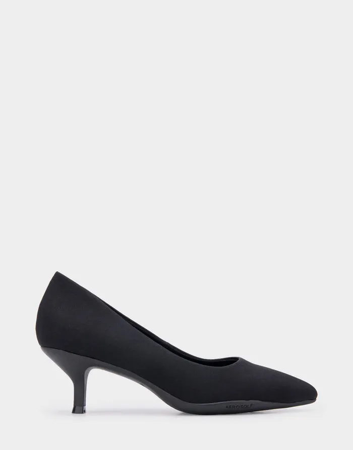 Women Aerosoles Pumps Comfortable Point Toe Kitten Heel Pump In Black Stretch Gabardine Fabric