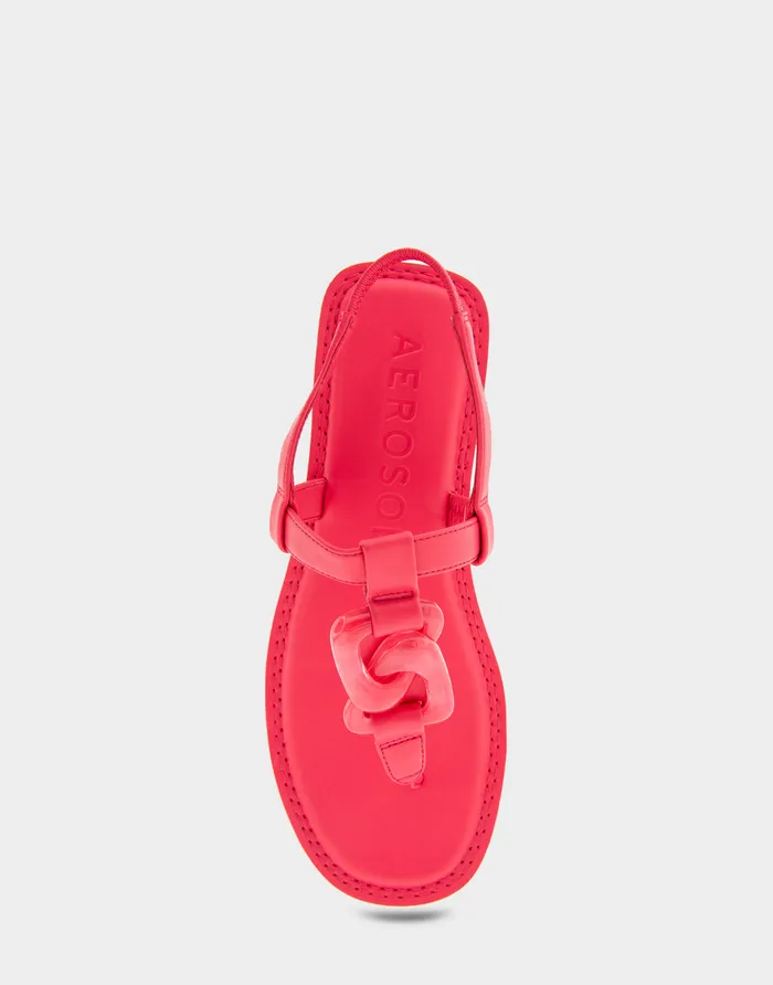 Women Aerosoles Slides Comfortable Ornamented Slingback Strap Thong Sandal In Virtual Pink Faux Leather
