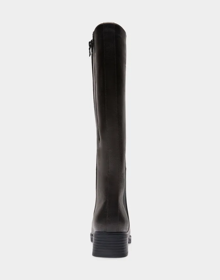 Women Aerosoles Tall Boots Comfortable Knee High Elastic Inset Equestrian Boot In Java Grainy Faux Leather Faux Leather