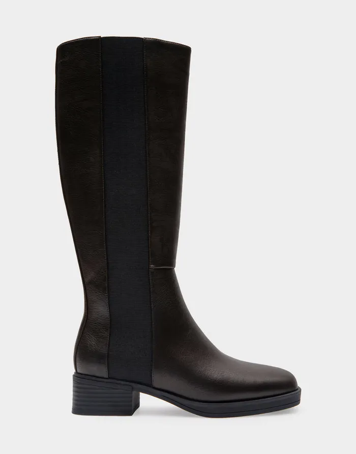 Women Aerosoles Tall Boots Comfortable Knee High Elastic Inset Equestrian Boot In Java Grainy Faux Leather Faux Leather