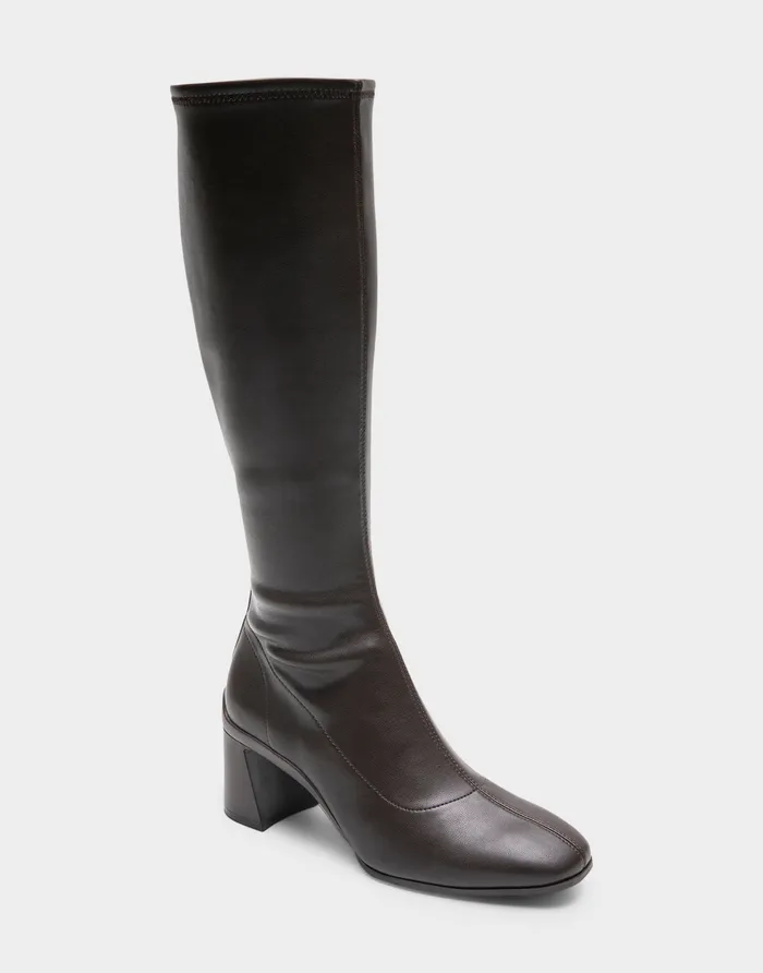 Women Aerosoles Tall Boots Comfortable Stretch Knee High Sculpted Heel Boot In Java Stretch Faux Leather Faux Leather Women Aerosoles Tall Boots Comfortable Stretch Knee High Sculpted Heel Boot In Java Stretch Faux Leather Faux Leather