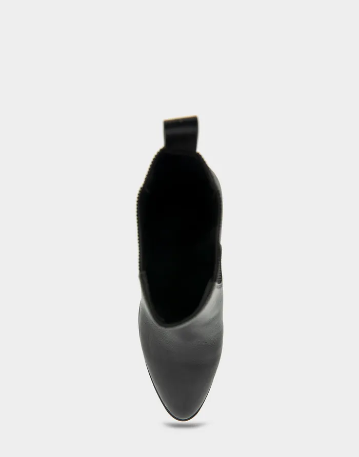 Women Aerosoles Wedges Comfortable Gored Sculpted Wedge Crepe Heel Bootie In Black Leather Leather