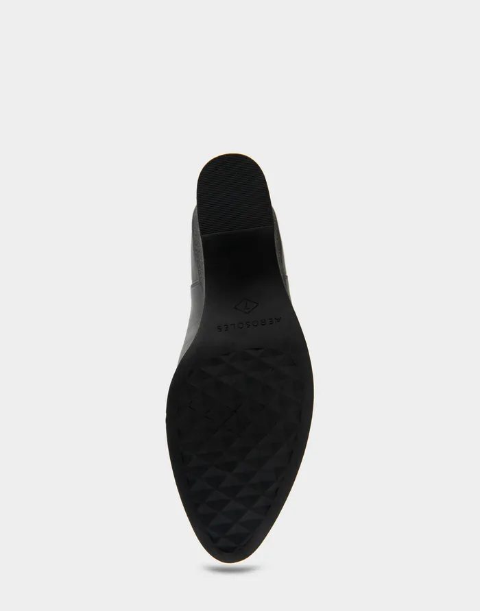 Women Aerosoles Wedges Comfortable Gored Sculpted Wedge Crepe Heel Bootie In Black Leather Leather