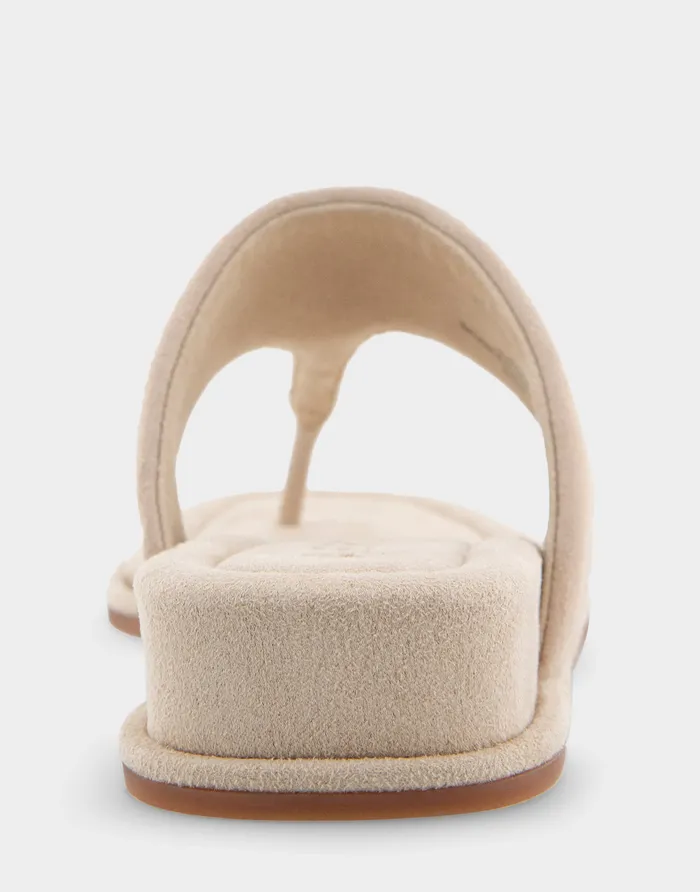 Women Aerosoles Wedges Comfortable Thong Mini Wedge Sandal In Pale Khaki Suede
