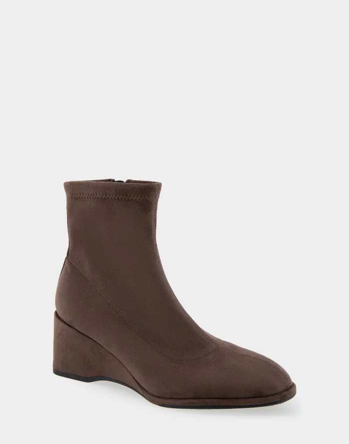 Women Aerosoles Wide Width Boots Comfortable Stretch Ankle Sculpted Wedge Boot In Java Faux Suede Women Aerosoles Wide Width Boots Comfortable Stretch Ankle Sculpted Wedge Boot In Java Faux Suede