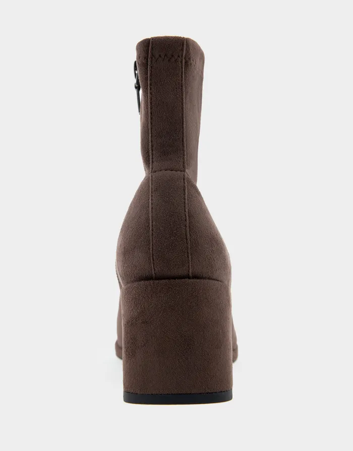 Women Aerosoles Wide Width Boots Comfortable Stretch Ankle Sculpted Wedge Boot In Java Faux Suede
