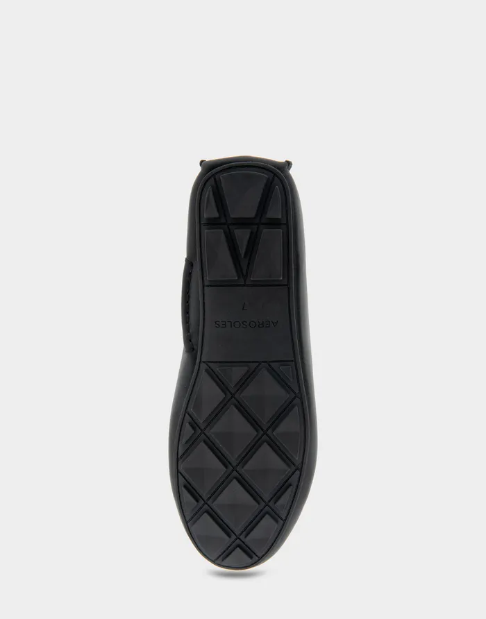 Women Aerosoles Wide Width Flats Comfortable Ornamented Driver In Black Leather